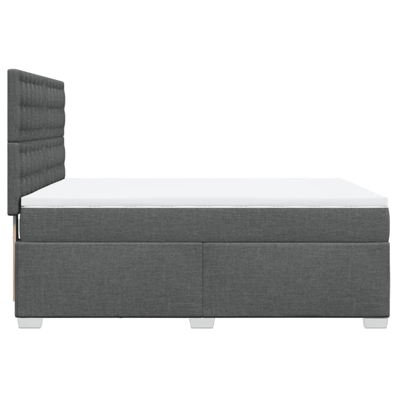 vidaXL Box Spring Bed with Mattress Dark Grey Queen Fabric