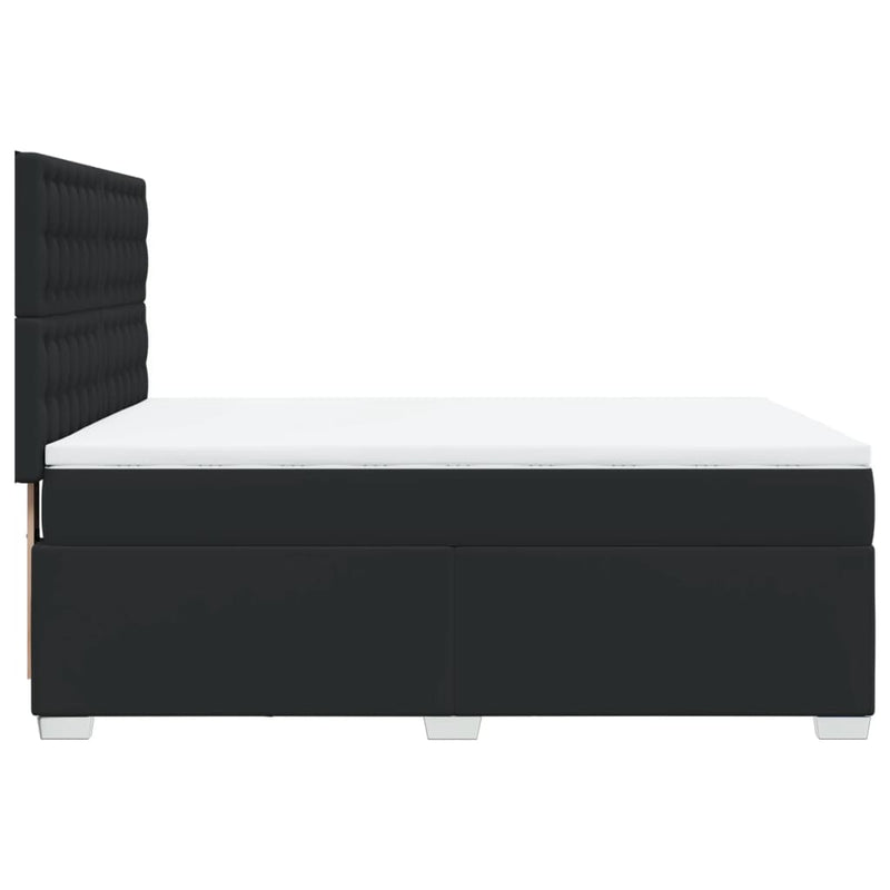 vidaXL Box Spring Bed with Mattress Black Queen Faux Leather