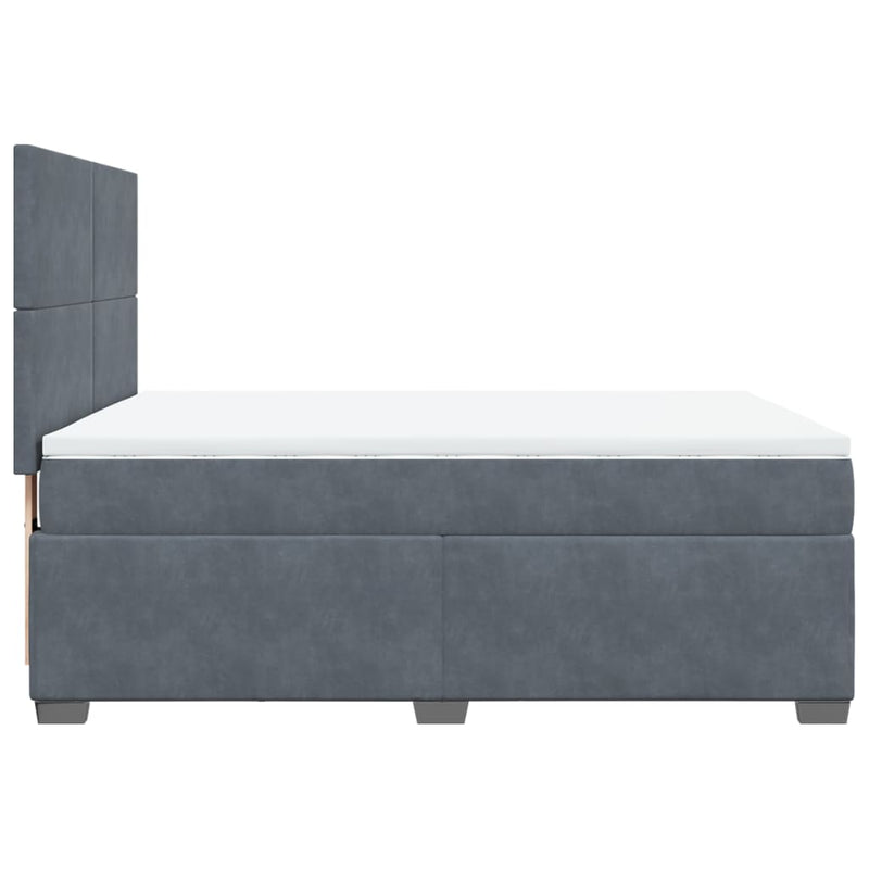 vidaXL Box Spring Bed with Mattress Dark Grey Queen Velvet