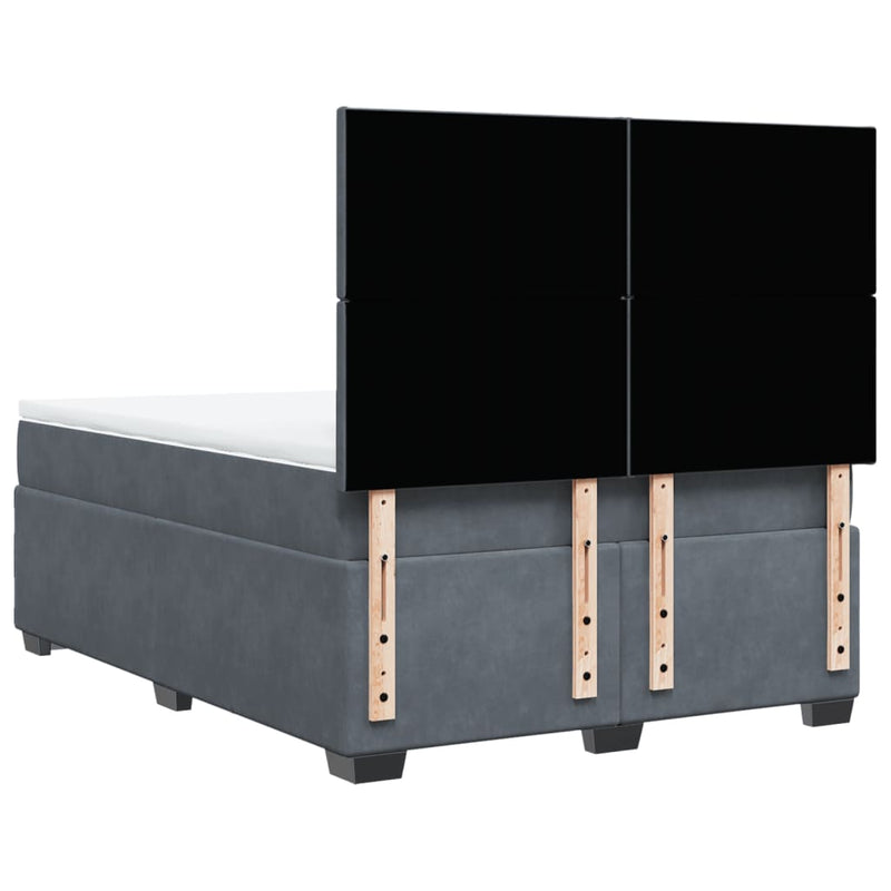 vidaXL Box Spring Bed with Mattress Dark Grey Queen Velvet