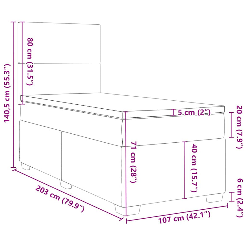 vidaXL Box Spring Bed with Mattress Dark Grey King Single Fabric