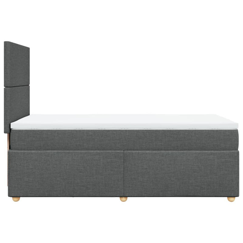 vidaXL Box Spring Bed with Mattress Dark Grey King Single Fabric