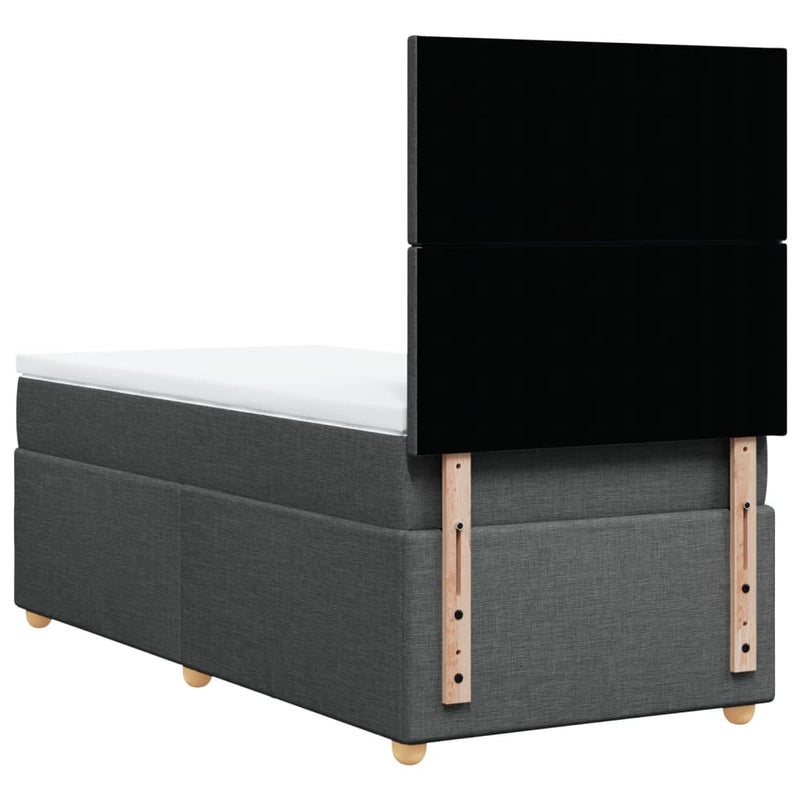 vidaXL Box Spring Bed with Mattress Dark Grey King Single Fabric