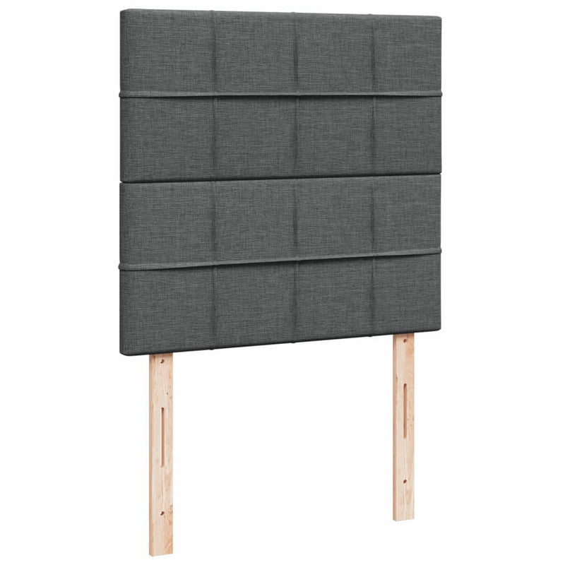 vidaXL Box Spring Bed with Mattress Dark Grey King Single Fabric
