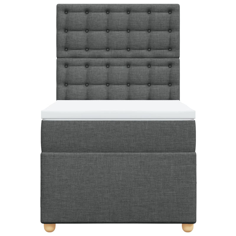 vidaXL Box Spring Bed with Mattress Dark Grey King Single Fabric