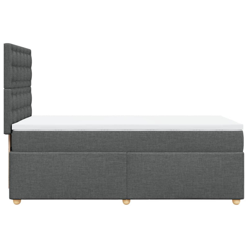 vidaXL Box Spring Bed with Mattress Dark Grey King Single Fabric