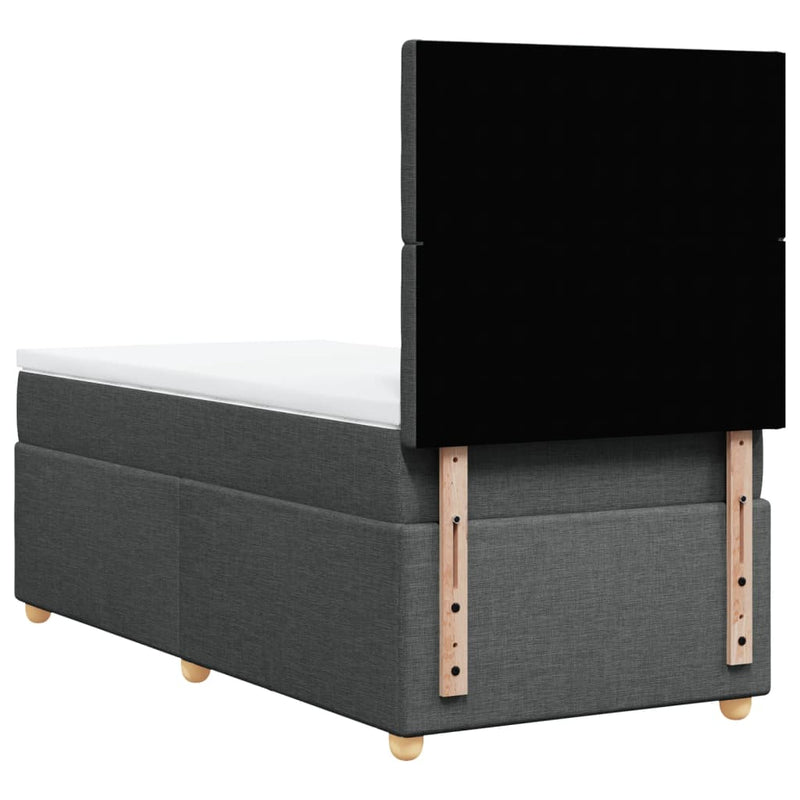 vidaXL Box Spring Bed with Mattress Dark Grey King Single Fabric