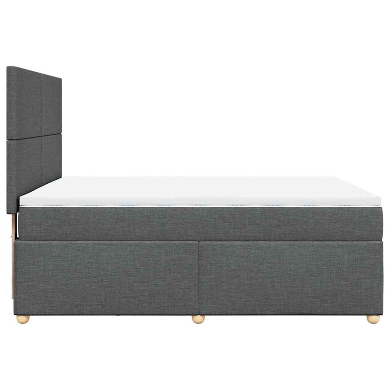 vidaXL Box Spring Bed with Mattress Dark Grey Queen Fabric