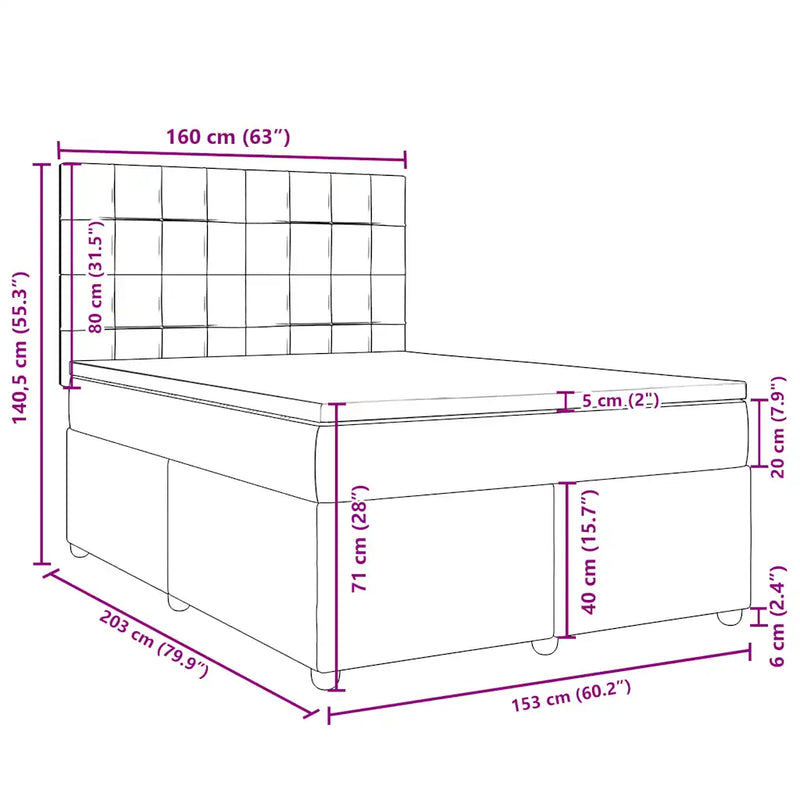 Box Spring Bed with Mattress Dark Grey Queen Fabric