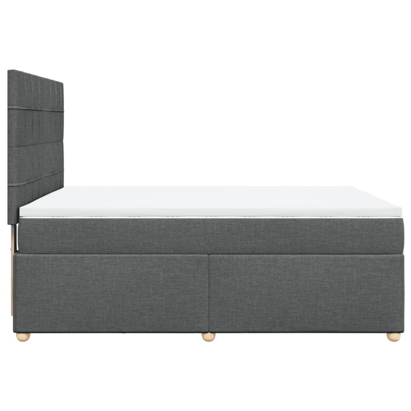 vidaXL Box Spring Bed with Mattress Dark Grey Queen Fabric