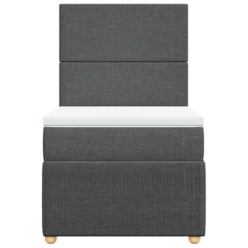 vidaXL Box Spring Bed with Mattress Dark Grey King Single Fabric