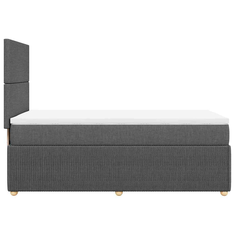 vidaXL Box Spring Bed with Mattress Dark Grey King Single Fabric
