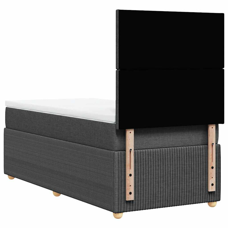 vidaXL Box Spring Bed with Mattress Dark Grey King Single Fabric