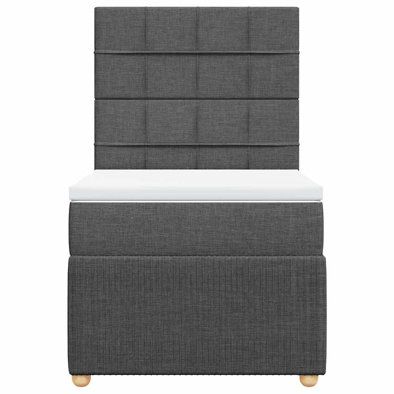 vidaXL Box Spring Bed with Mattress Dark Grey King Single Fabric