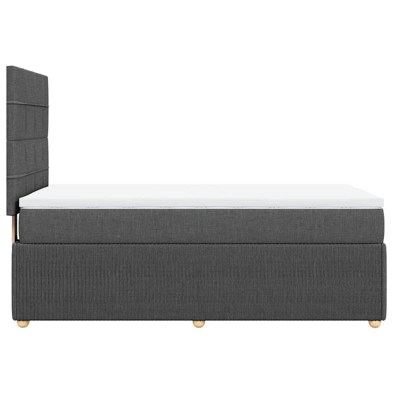 vidaXL Box Spring Bed with Mattress Dark Grey King Single Fabric