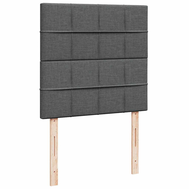 vidaXL Box Spring Bed with Mattress Dark Grey King Single Fabric