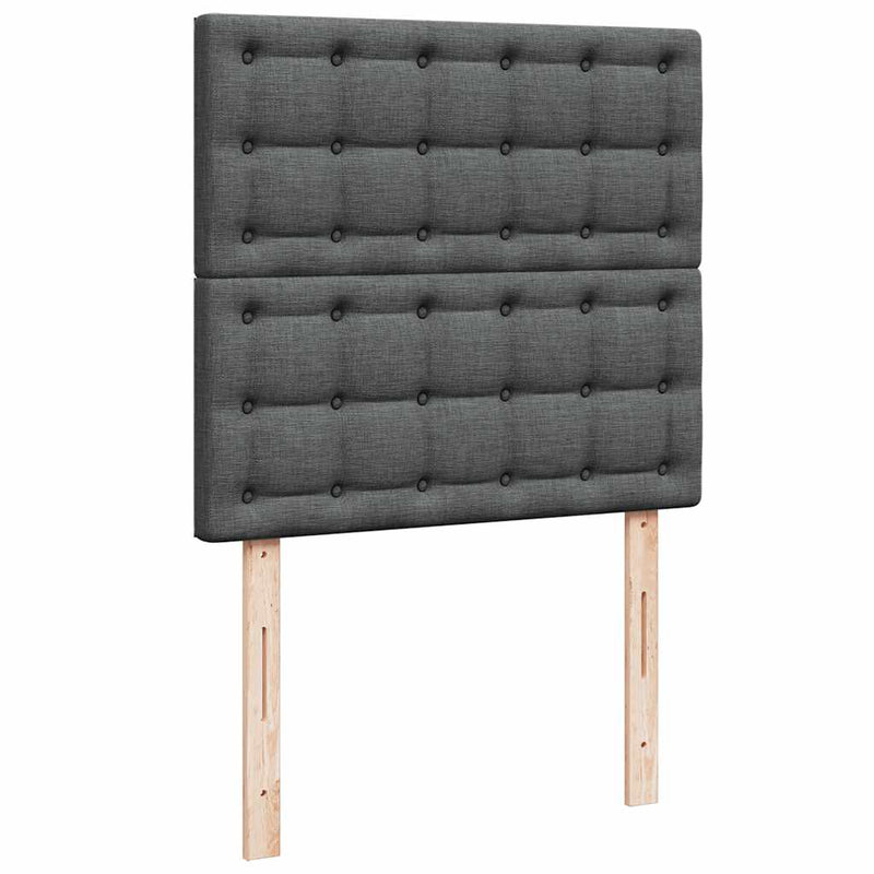 vidaXL Box Spring Bed with Mattress Dark Grey King Single Fabric
