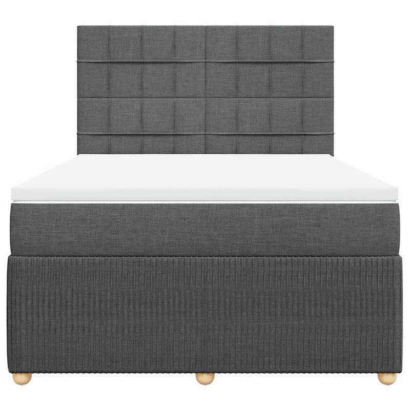 vidaXL Box Spring Bed with Mattress Dark Grey Queen Fabric