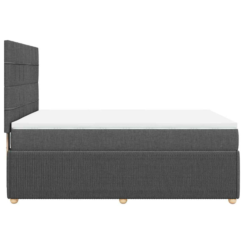 vidaXL Box Spring Bed with Mattress Dark Grey Queen Fabric