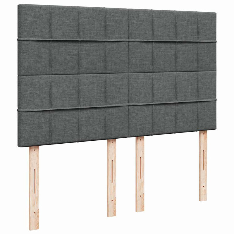vidaXL Box Spring Bed with Mattress Dark Grey Queen Fabric