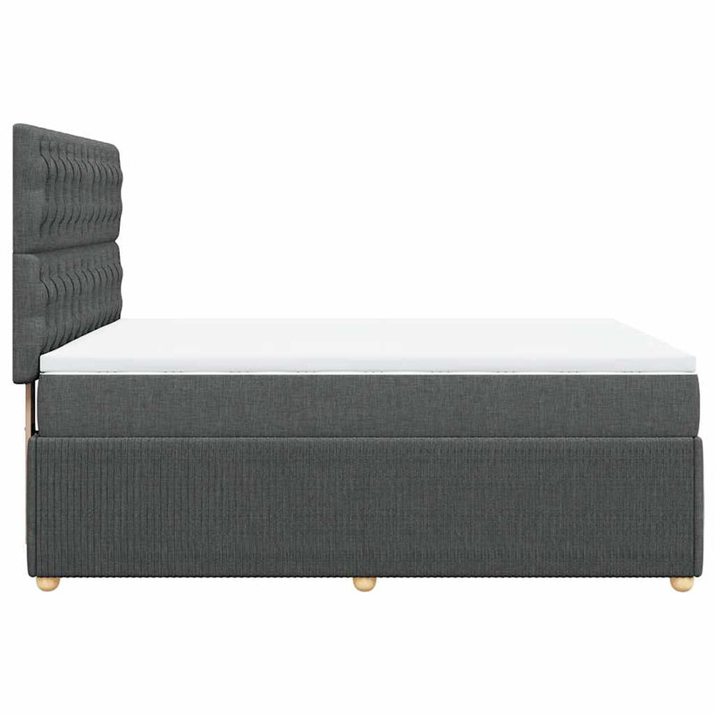 vidaXL Box Spring Bed with Mattress Dark Grey Queen Fabric