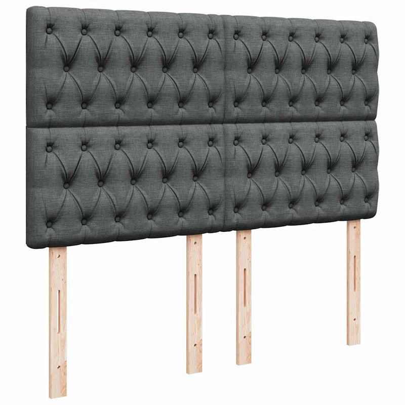 vidaXL Box Spring Bed with Mattress Dark Grey Queen Fabric