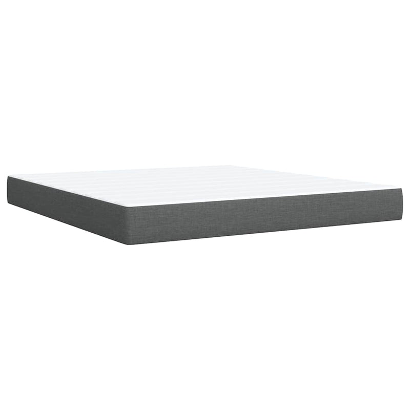 vidaXL Box Spring Bed with Mattress Dark Grey Queen Fabric