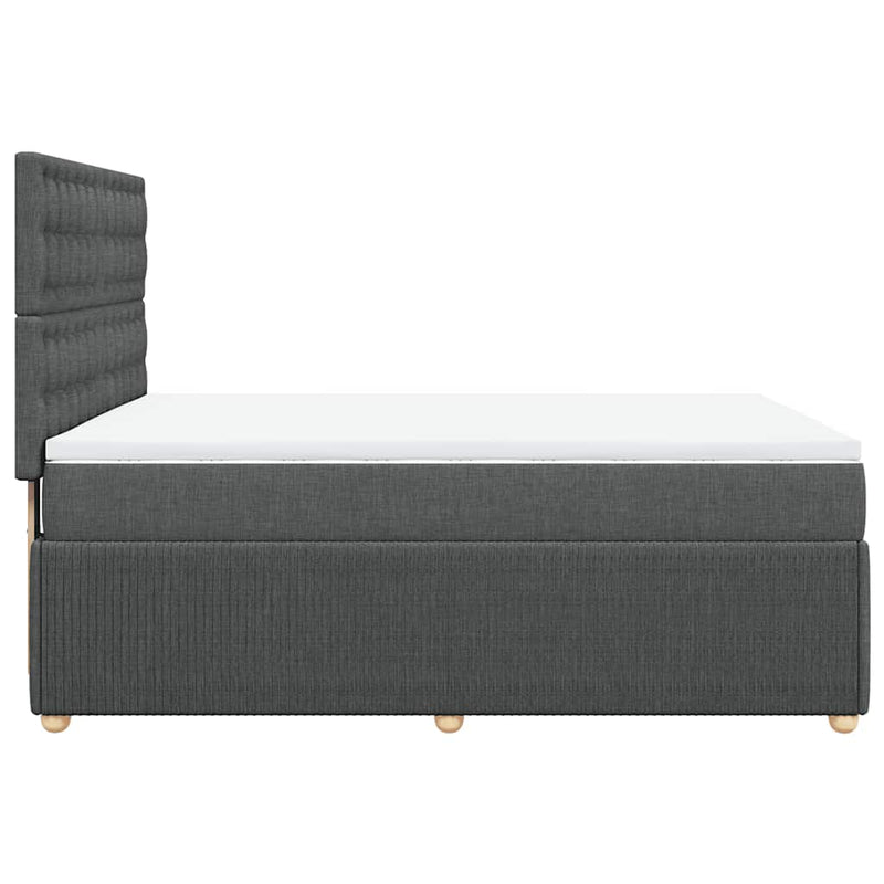 vidaXL Box Spring Bed with Mattress Dark Grey Queen Fabric