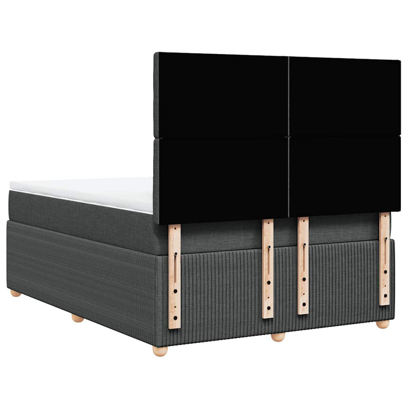 vidaXL Box Spring Bed with Mattress Dark Grey Queen Fabric
