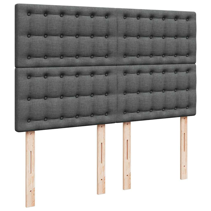 vidaXL Box Spring Bed with Mattress Dark Grey Queen Fabric