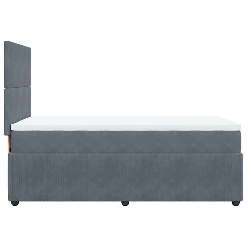 vidaXL Box Spring Bed with Mattress Dark Grey King Single Velvet