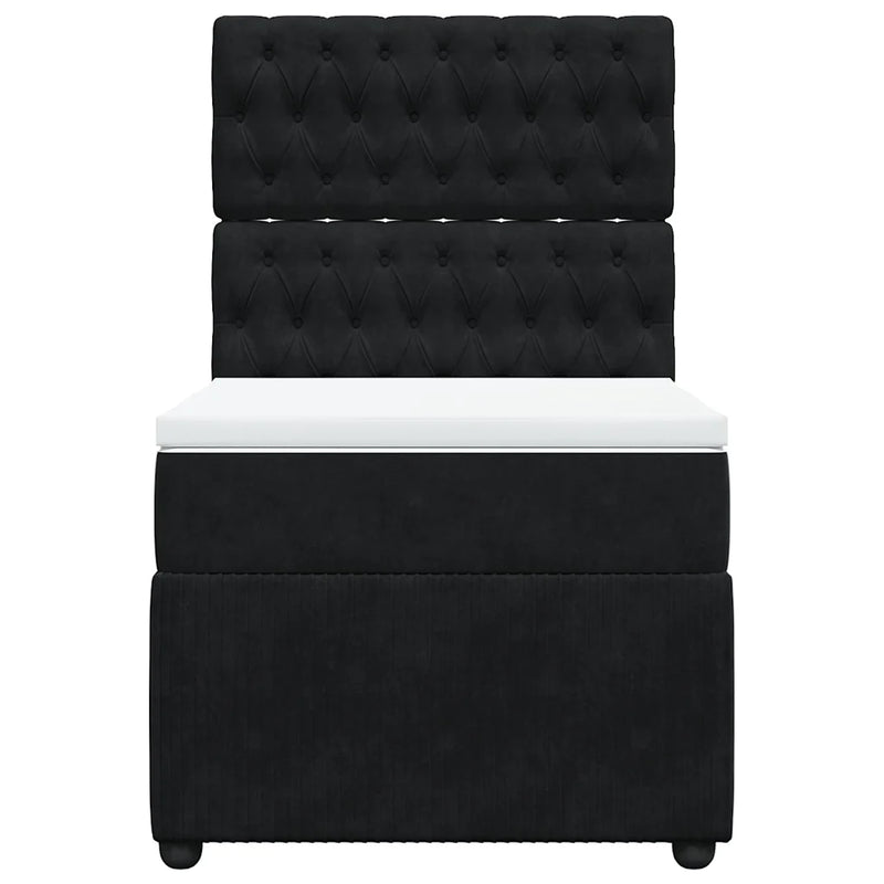 Box Spring Bed with Mattress Black King Single Velvet