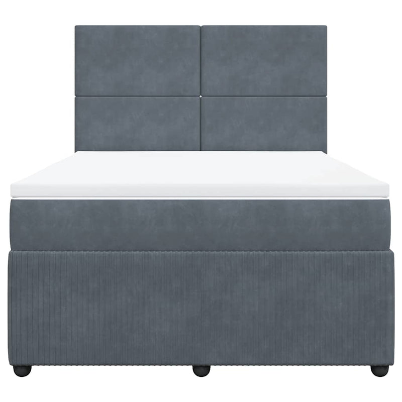 vidaXL Box Spring Bed with Mattress Dark Grey Queen Velvet