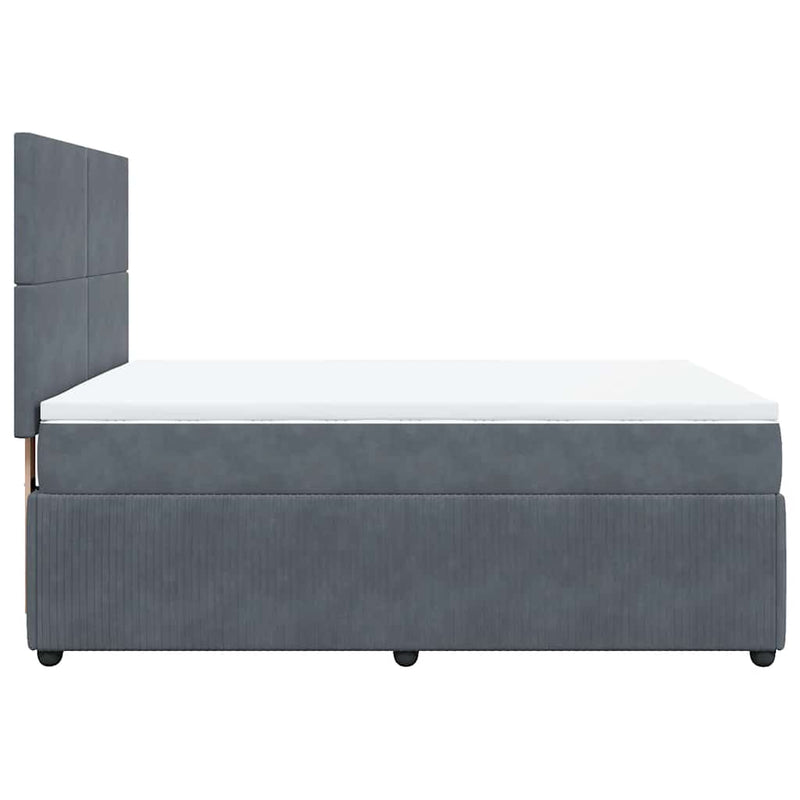 vidaXL Box Spring Bed with Mattress Dark Grey Queen Velvet
