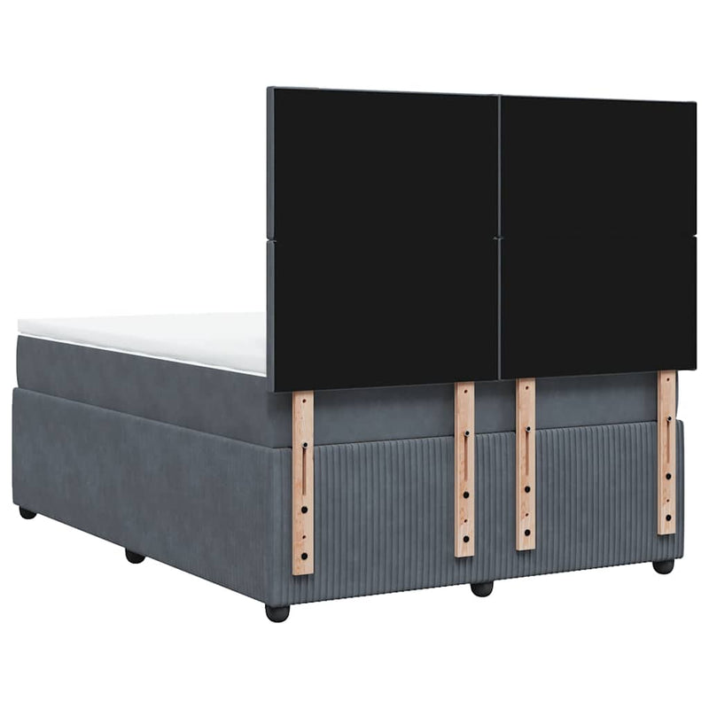 vidaXL Box Spring Bed with Mattress Dark Grey Queen Velvet