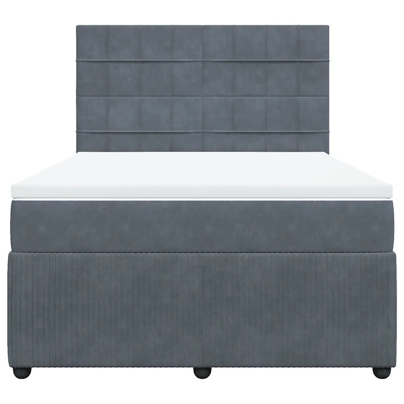 Box Spring Bed with Mattress Dark Grey Queen Velvet
