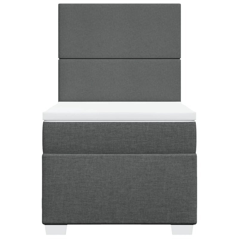 vidaXL Box Spring Bed with Mattress Dark Grey King Single Fabric