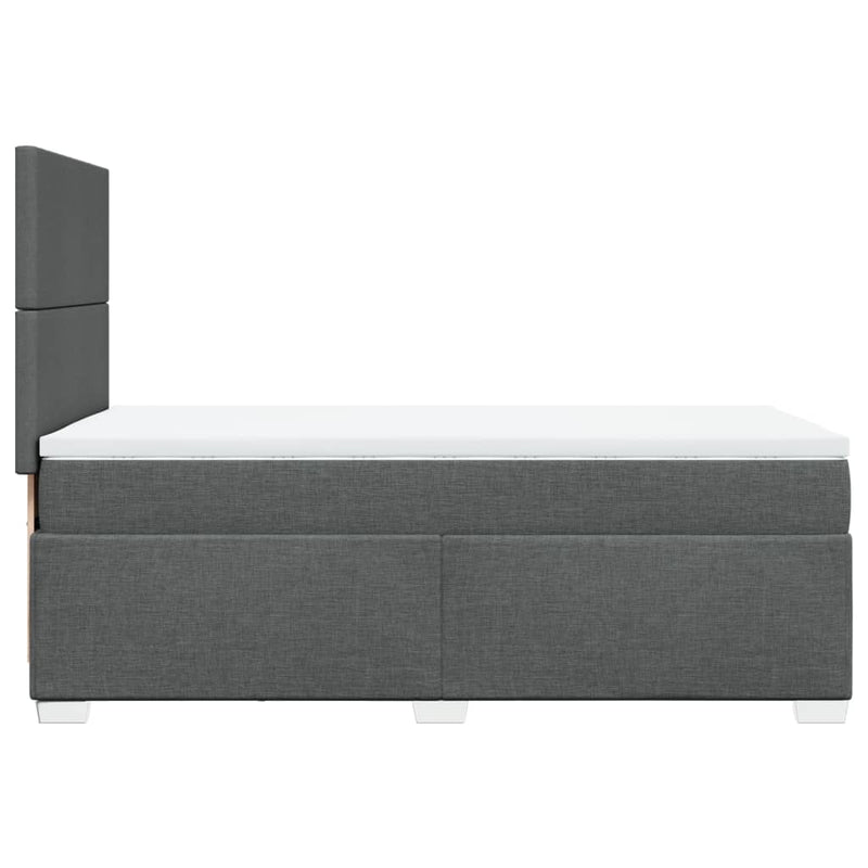 vidaXL Box Spring Bed with Mattress Dark Grey King Single Fabric