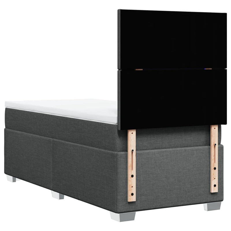 vidaXL Box Spring Bed with Mattress Dark Grey King Single Fabric