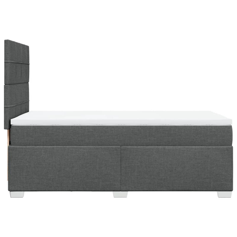 vidaXL Box Spring Bed with Mattress Dark Grey King Single Fabric
