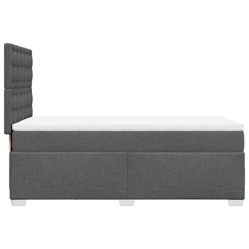 vidaXL Box Spring Bed with Mattress Dark Grey King Single Fabric