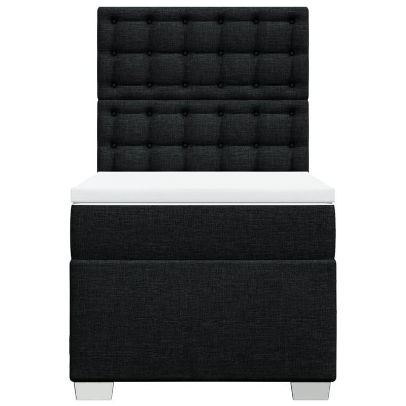 Box Spring Bed with Mattress Black King Single Fabric