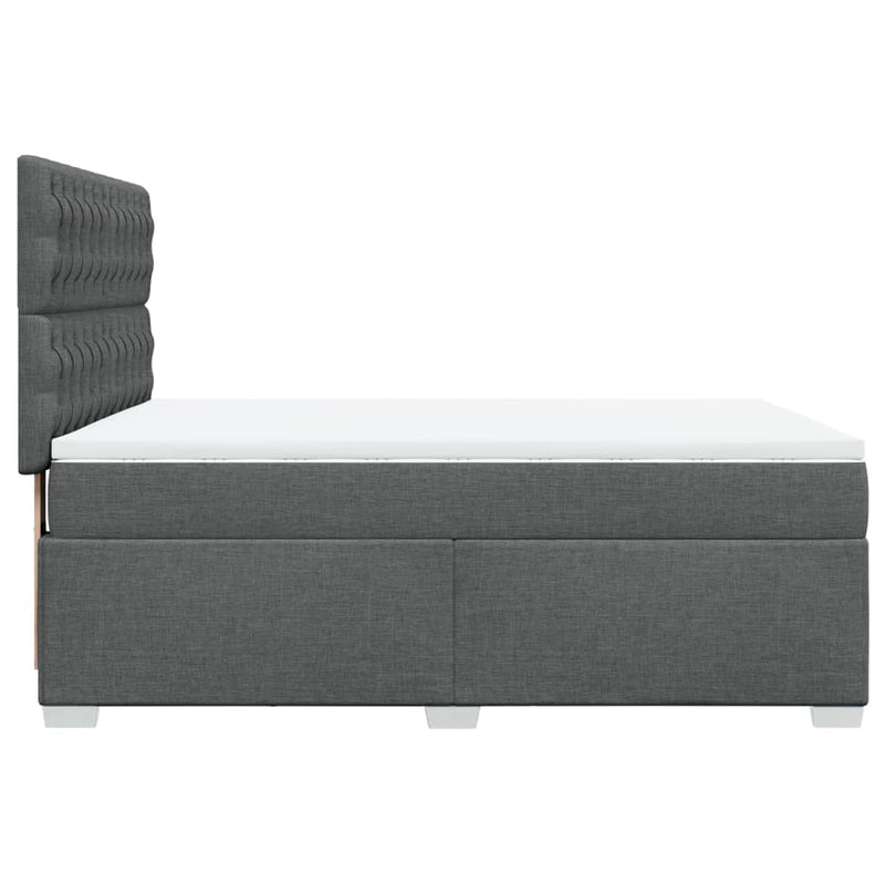 vidaXL Box Spring Bed with Mattress Dark Grey Queen Fabric