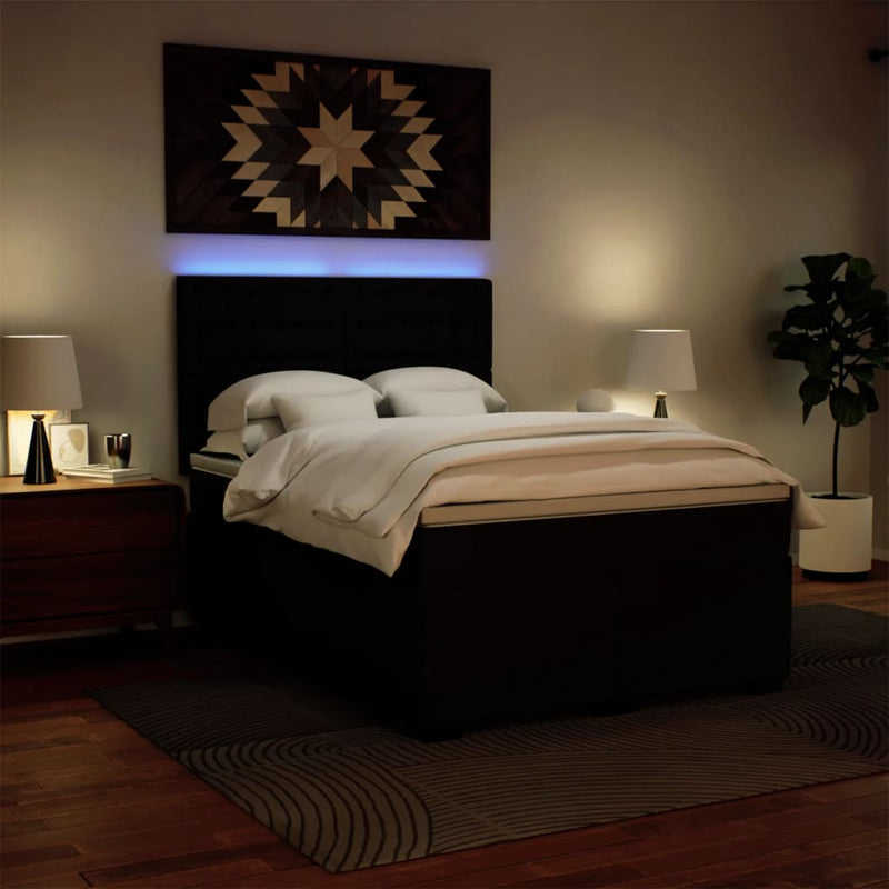 vidaXL Box Spring Bed with Mattress Black Queen Faux Leather