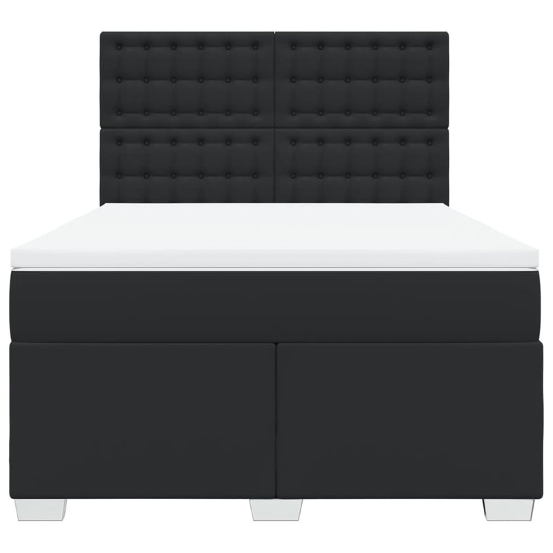 vidaXL Box Spring Bed with Mattress Black Queen Faux Leather