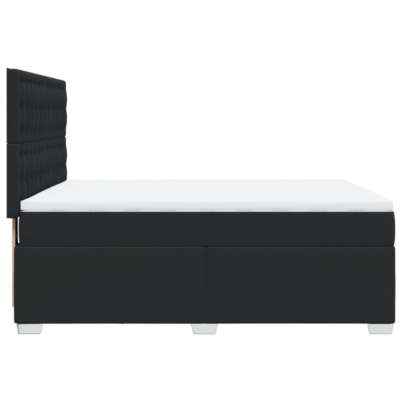 vidaXL Box Spring Bed with Mattress Black Queen Faux Leather