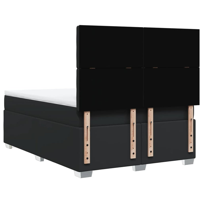 vidaXL Box Spring Bed with Mattress Black Queen Faux Leather