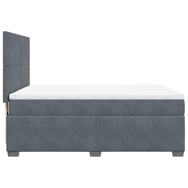 vidaXL Box Spring Bed with Mattress Dark Grey Queen Velvet