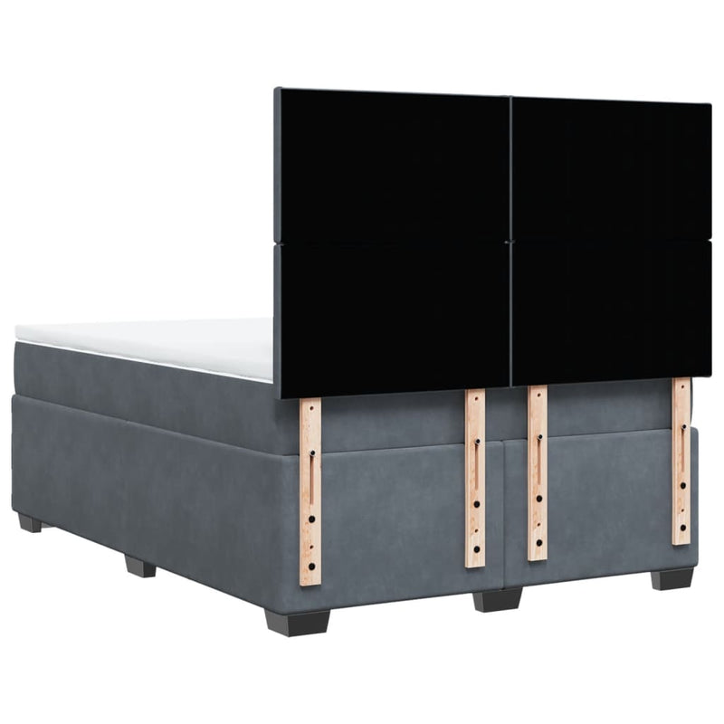 vidaXL Box Spring Bed with Mattress Dark Grey Queen Velvet