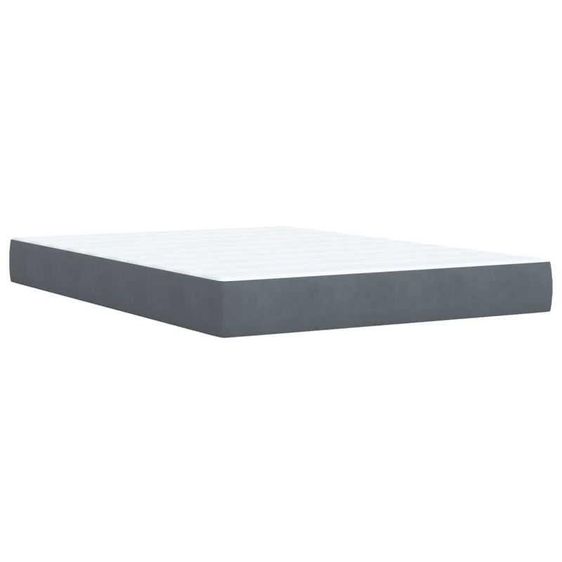 vidaXL Box Spring Bed with Mattress Dark Grey Queen Velvet